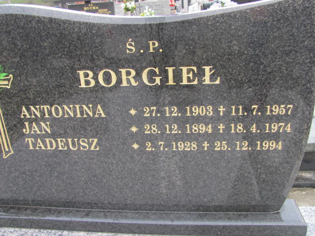 Jan Borgieł 1894 Czechowice Dziedzice - Grobonet - Wyszukiwarka osób pochowanych